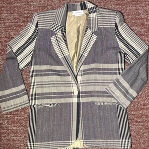 Worthington lightweight Womens Striped Blazer in Black, Gray, and Cream oversize